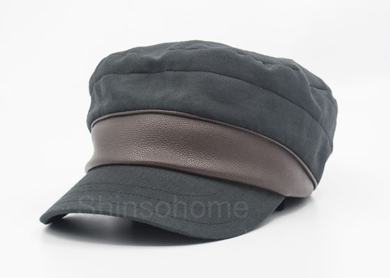 Mode-Mann-leere Baumwollmilitärkappe mit Leder, Armee-Twill-Kappe