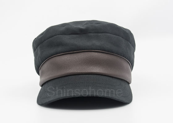 Mode-Mann-leere Baumwollmilitärkappe mit Leder, Armee-Twill-Kappe