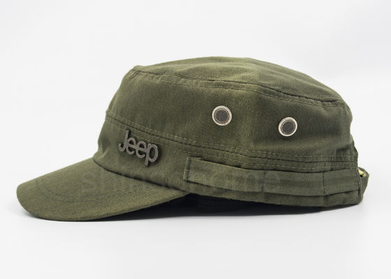 4 Platten-Ausweis-Baumwollmilitärkappen-Armee-Grün mit Bronzemetallschnalle für Erwachsene